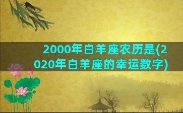 2000年白羊座农历是(2020年白羊座的幸运数字)