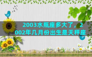 2003水瓶座多大了，2002年几月份出生是天秤座