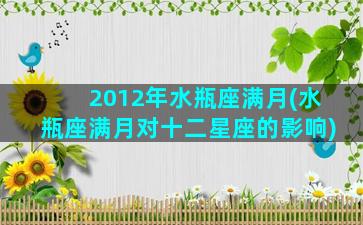 2012年水瓶座满月(水瓶座满月对十二星座的影响)