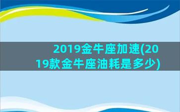 2019金牛座加速(2019款金牛座油耗是多少)