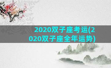 2020双子座考运(2020双子座全年运势)