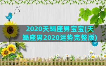 2020天蝎座男宝宝(天蝎座男2020运势完整版)