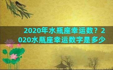 2020年水瓶座幸运数？2020水瓶座幸运数字是多少