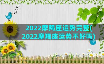 2022摩羯座运势完整(2022摩羯座运势不好吗)