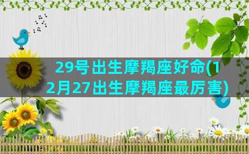 29号出生摩羯座好命(12月27出生摩羯座最厉害)