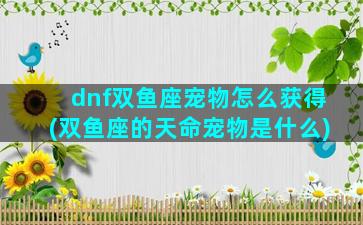 dnf双鱼座宠物怎么获得(双鱼座的天命宠物是什么)