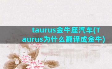 taurus金牛座汽车(Taurus为什么翻译成金牛)