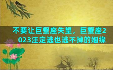 不要让巨蟹座失望，巨蟹座2023注定逃也逃不掉的姻缘