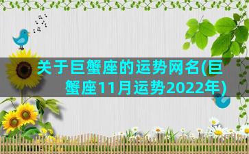 关于巨蟹座的运势网名(巨蟹座11月运势2022年)