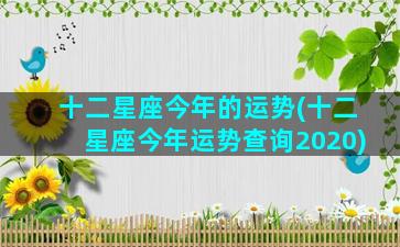 十二星座今年的运势(十二星座今年运势查询2020)