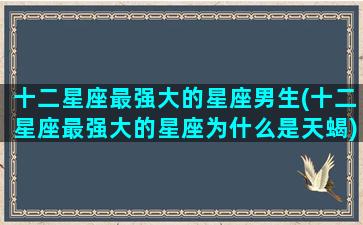 十二星座最强大的星座男生(十二星座最强大的星座为什么是天蝎)