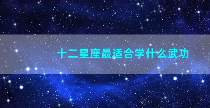 十二星座最适合学什么武功