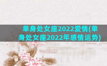 单身处女座2022爱情(单身处女座2022年感情运势)