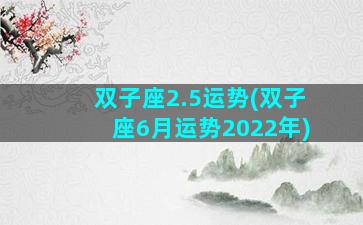 双子座2.5运势(双子座6月运势2022年)