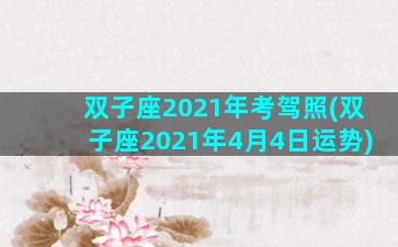 双子座2021年考驾照(双子座2021年4月4日运势)