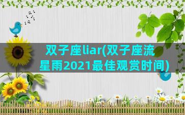 双子座liar(双子座流星雨2021最佳观赏时间)