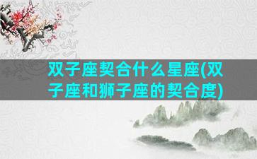 双子座契合什么星座(双子座和狮子座的契合度)