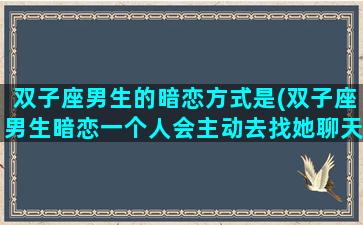 双子座男生的暗恋方式是(双子座男生暗恋一个人会主动去找她聊天吗)