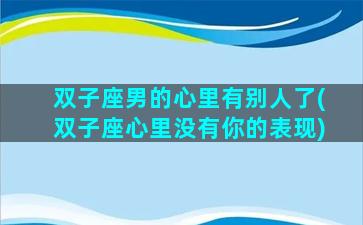 双子座男的心里有别人了(双子座心里没有你的表现)