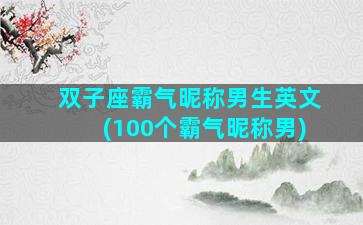 双子座霸气昵称男生英文(100个霸气昵称男)