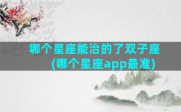 哪个星座能治的了双子座(哪个星座app最准)