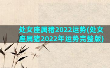 处女座属猪2022运势(处女座属猪2022年运势完整版)