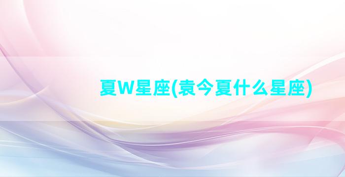 夏W星座(袁今夏什么星座)