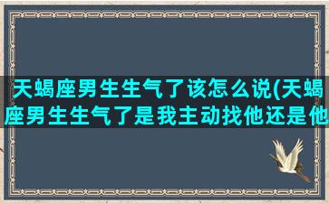 天蝎座男生生气了该怎么说(天蝎座男生生气了是我主动找他还是他主动找我)