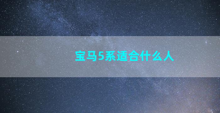 宝马5系适合什么人