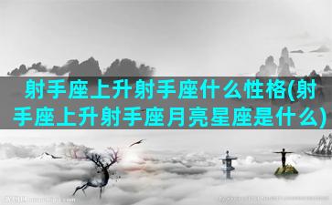 射手座上升射手座什么性格(射手座上升射手座月亮星座是什么)