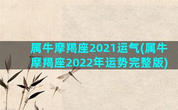 属牛摩羯座2021运气(属牛摩羯座2022年运势完整版)