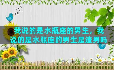 我说的是水瓶座的男生，我说的是水瓶座的男生是渣男吗