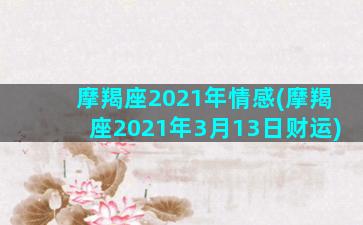 摩羯座2021年情感(摩羯座2021年3月13日财运)