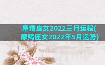 摩羯座女2022三月运程(摩羯座女2022年5月运势)