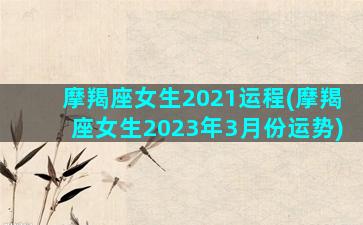 摩羯座女生2021运程(摩羯座女生2023年3月份运势)