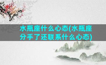 水瓶座什么心态(水瓶座分手了还联系什么心态)