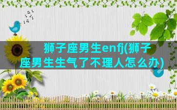 狮子座男生enfj(狮子座男生生气了不理人怎么办)