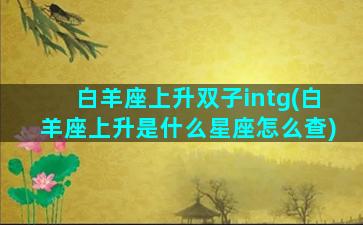 白羊座上升双子intg(白羊座上升是什么星座怎么查)