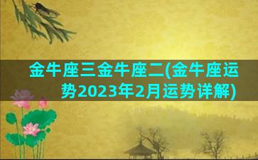 金牛座三金牛座二(金牛座运势2023年2月运势详解)