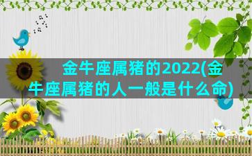 金牛座属猪的2022(金牛座属猪的人一般是什么命)