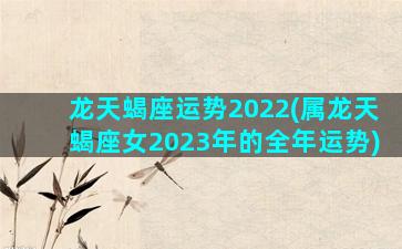 龙天蝎座运势2022(属龙天蝎座女2023年的全年运势)